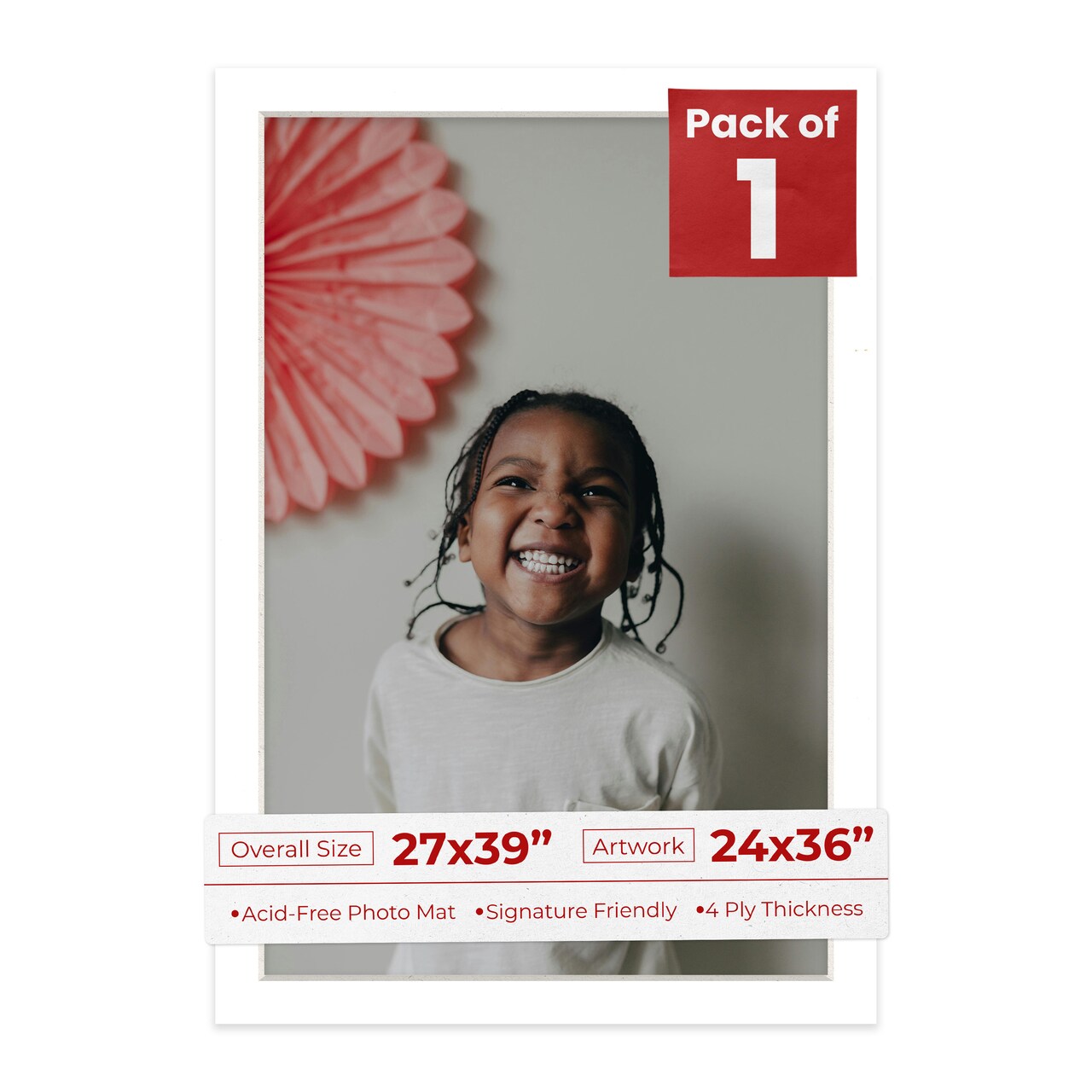 Textured White Mat Board for 27x39 Frames - Fits 24x36 Photos